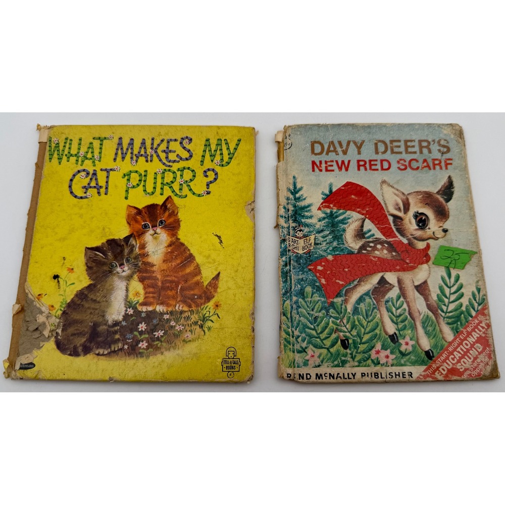Vintage Childrens Books Whitman Tell-a-Tale Rand McNally Elf Book Lot of 2 1960s